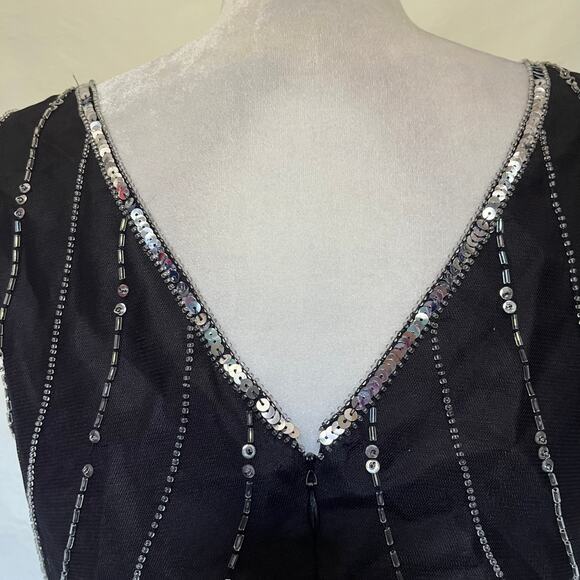Vtg 90s Scala Beaded Tank Blouse Sz M Y2K Gatsby Art Deco Holiday Sequins Glam - Picture 7 of 16